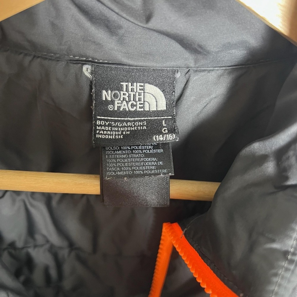 The North Face Jacket Boys 14-16 Gray Orange Puffer Full Zip Lightweight - Picture 2 of 6
